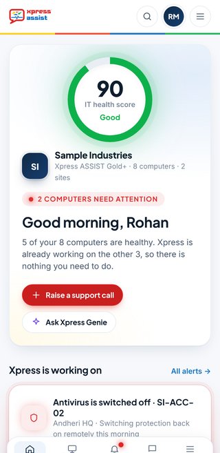 Customer portal on a phone